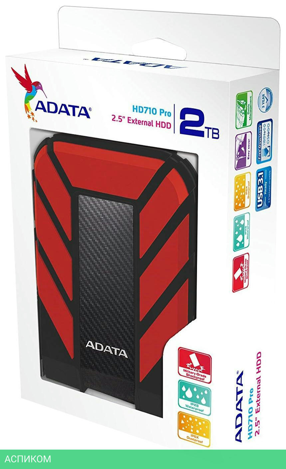 Внешний накопитель A-Data HD710Pro 2Tb AHD710P-2TU31-CRD черный/красный
