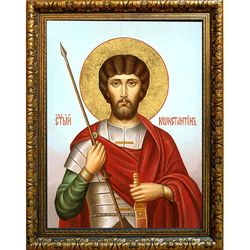 Константин Амморейский (Фригийский) мученик. Икона на холсте. В раме 30 х 40 см.