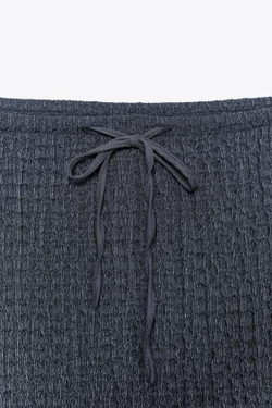 ZARA ЮБКА МИДИ С ТЕКСТУРОЙ, СВИНЦОВЫЙ