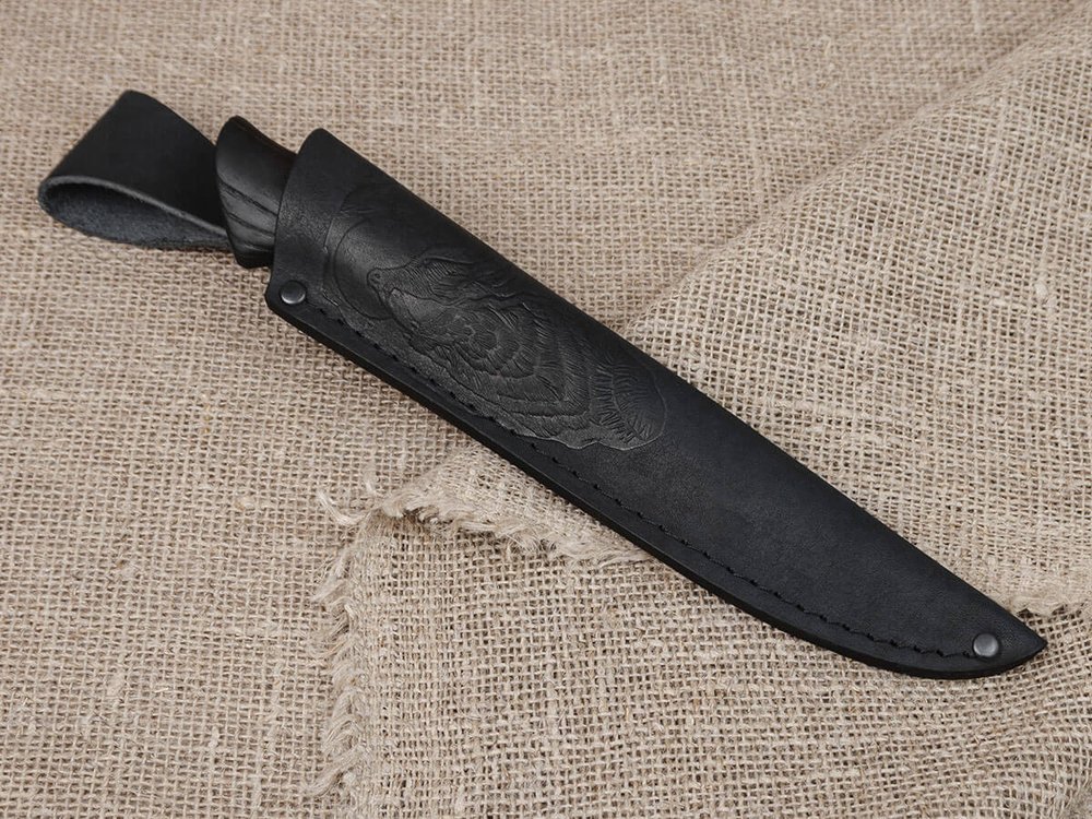 Финский нож Леуку, сталь Х12МФ, рукоять черный мореный ясень