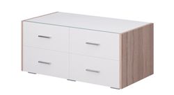 Тумба под ТВ со стеклом Камея (Дуб сонома/Белый глянец),Мелодия сна Русский