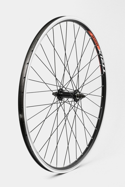 Колесо переднее 27,5" TRIX, профиль алюминиевый, двойной, 36H, фрезерованный, индикатор износа, 584х19,6/22,8х20,2мм, A/V, анодированный, черный, втулка алюминиевая, V-br, гайки, черная, спица черная