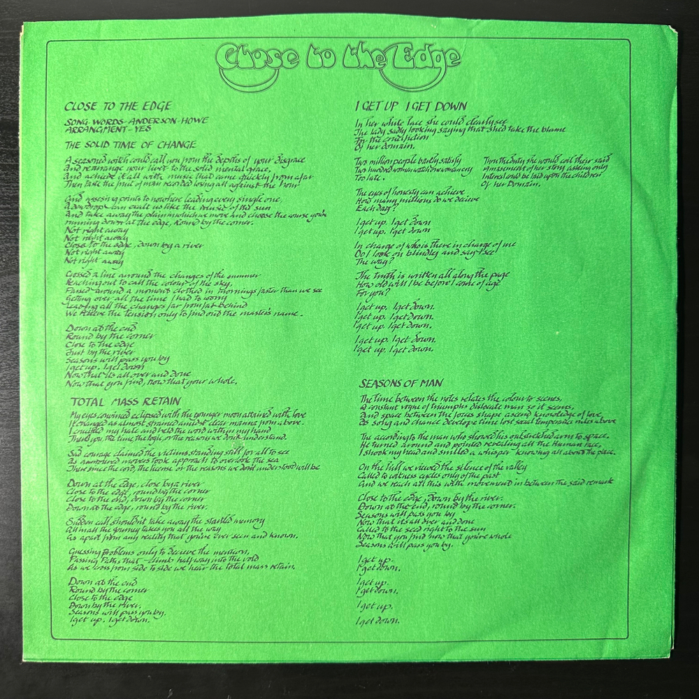 Yes ‎– Close To The Edge (США 1977г.)