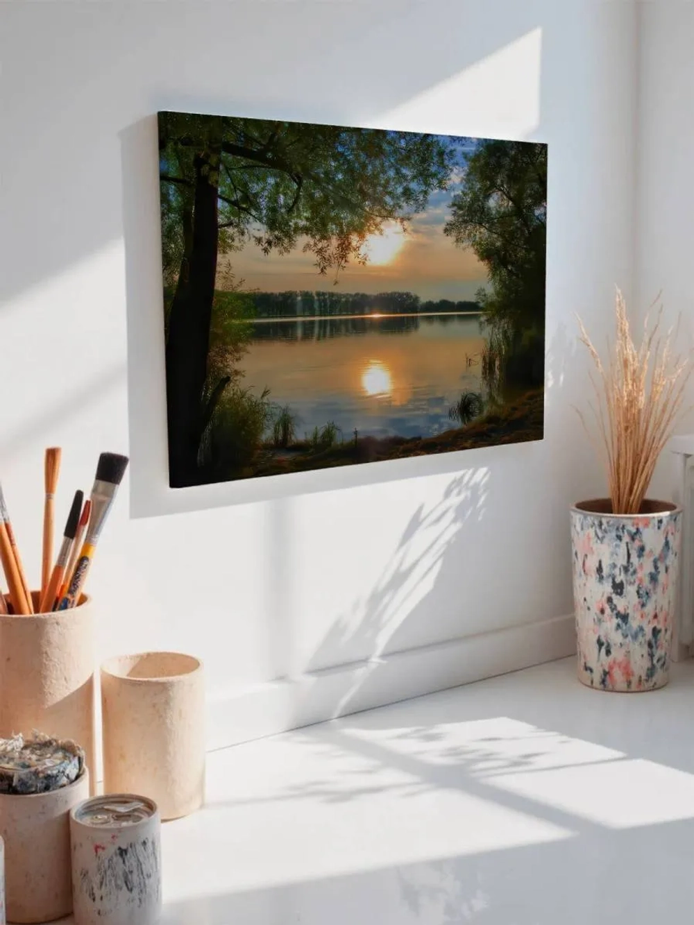 Картина на стену 40 X 50 Берег озера на закате