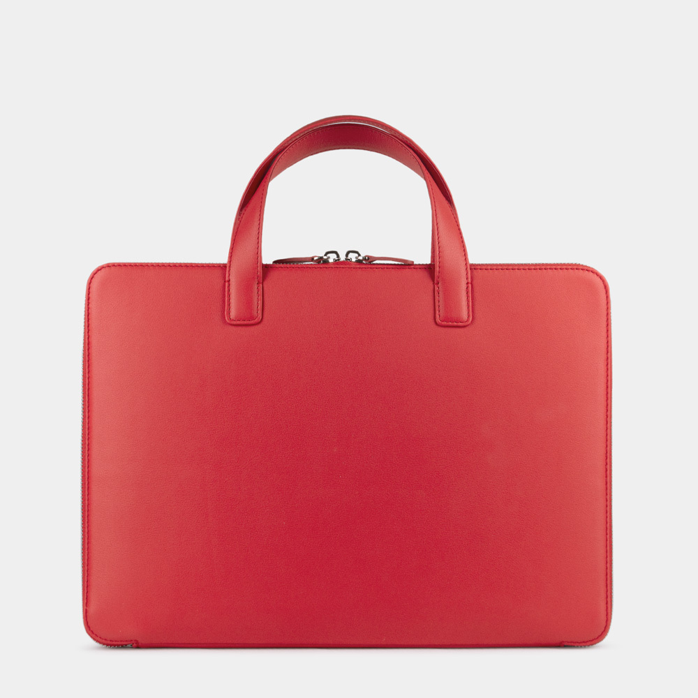 Сумка для документов и техники 13 - 14 из кожи теленка, красного цвета