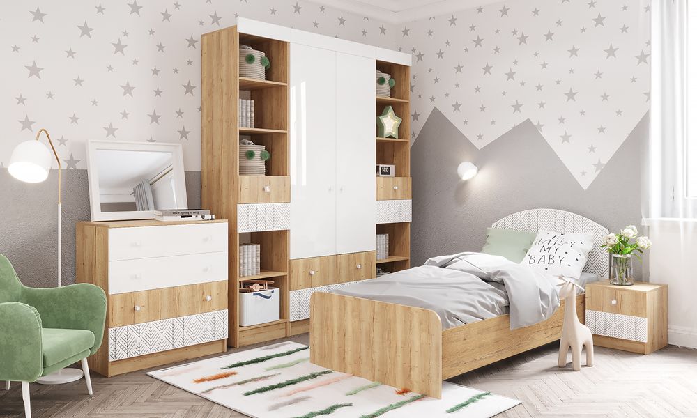 МС Сканди Детская № 2 (дуб бунратти/белый глянец)