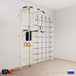 Шведская стенка Sv Sport усиленная 6740 (Турник стандарт/Брусья/Канат/Кольца/Канатный лаз)