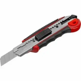 Нож, 18 мм, выдвижное лезвие, метал. направляющая, обрезиненная ручка, 5 лезвий// Matrix 78921