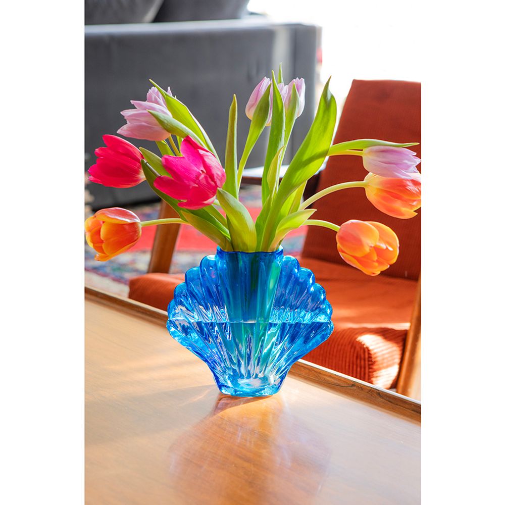 Ваза для цветов Seashell, 18,5 см, голубая