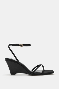 ZARA БОСОНОЖКИ НА ТАНКЕТКЕ, ЧЕРНЫЙ