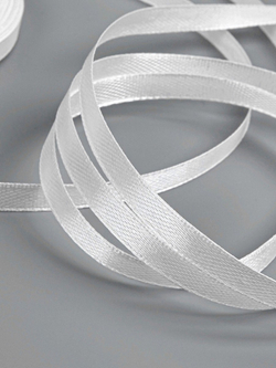 Лента атласная 0.6 см х 22.86 см белая, 1 шт