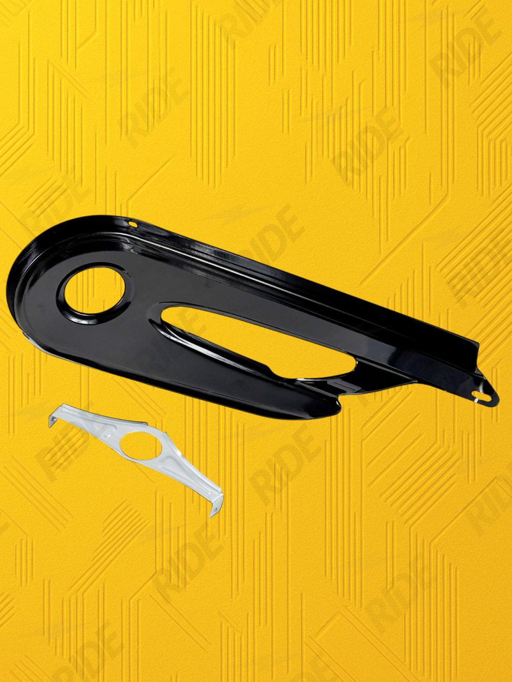 Защита цепи для электровелосипеда колхозник (черная, металлическая, с креплением)