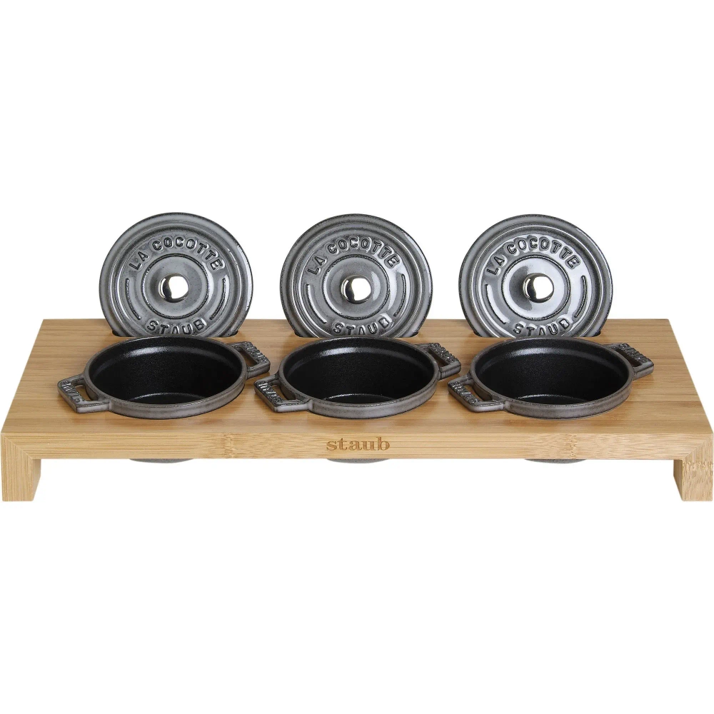 STAUB Деревянная подставка для 3 мини-кокотниц
