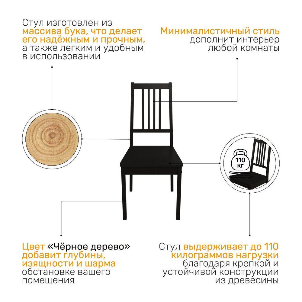 Стул деревянный PORTO 1, цвет венге