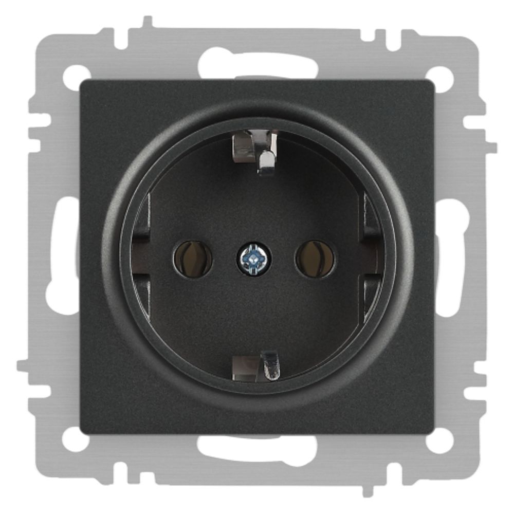 Розетка Intro Accent 6-202-07 2P+E Schuko 16А-250В IP20 СУ AL/CU графит | Intro