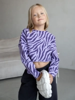 Лонгслив для девочки укороченный, зебра