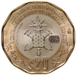 МЕКСИКА, 2023, 20 ПЕСО [БИМЕТАЛЛ] [UNC]