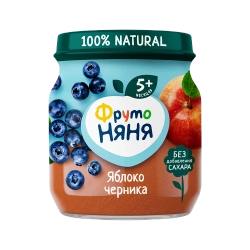 Фрутоняня пюре фруктовое Яблоко черника 100г с 5 месяцев
