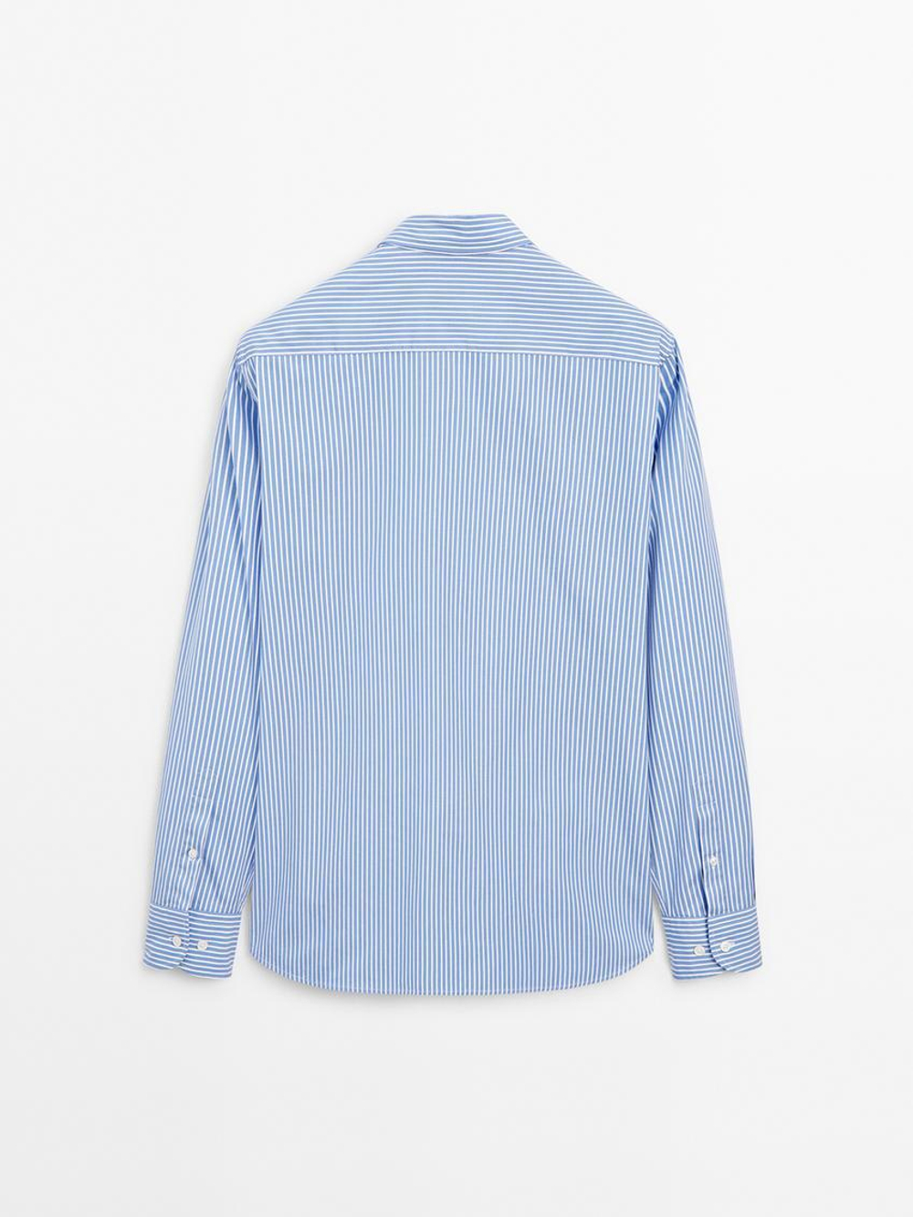 Massimo Dutti Рубашка из поплина в полоску, темно-синий