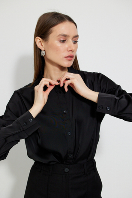 Рубашка атласная, цвет черный