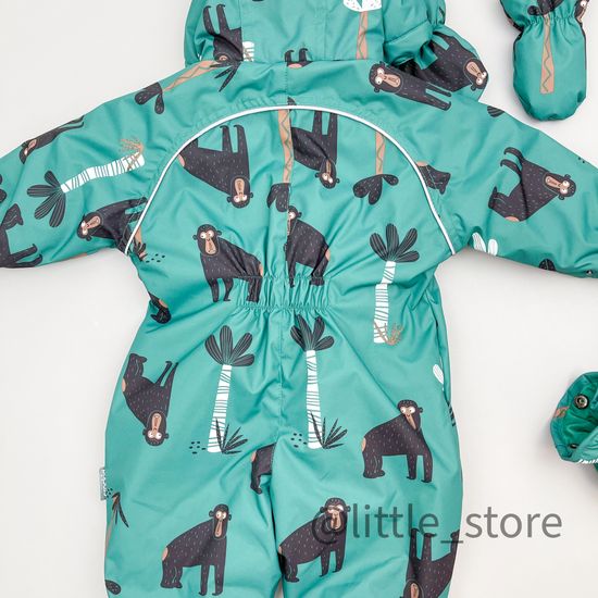 Комбинезон демисезонный "Обезьянки" изумруд