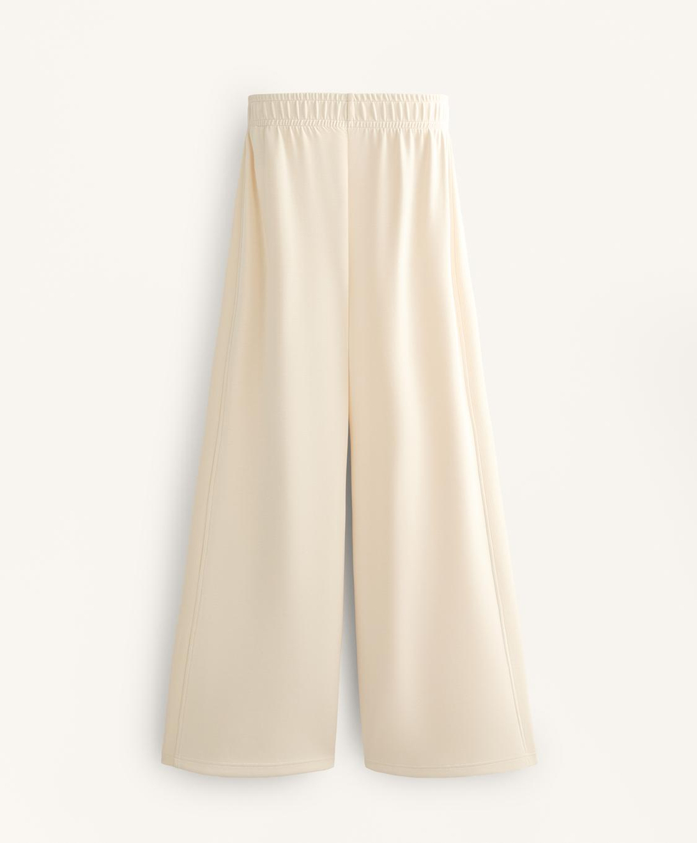 OYSHO Брюки прямого кроя с ребристой отделкой и модала, ванильный