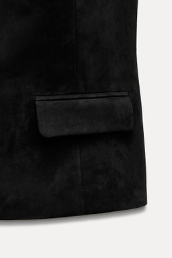 ZARA ТОП ИЗ ИСКУССТВЕННОЙ ЗАМШИ, ЧЕРНЫЙ