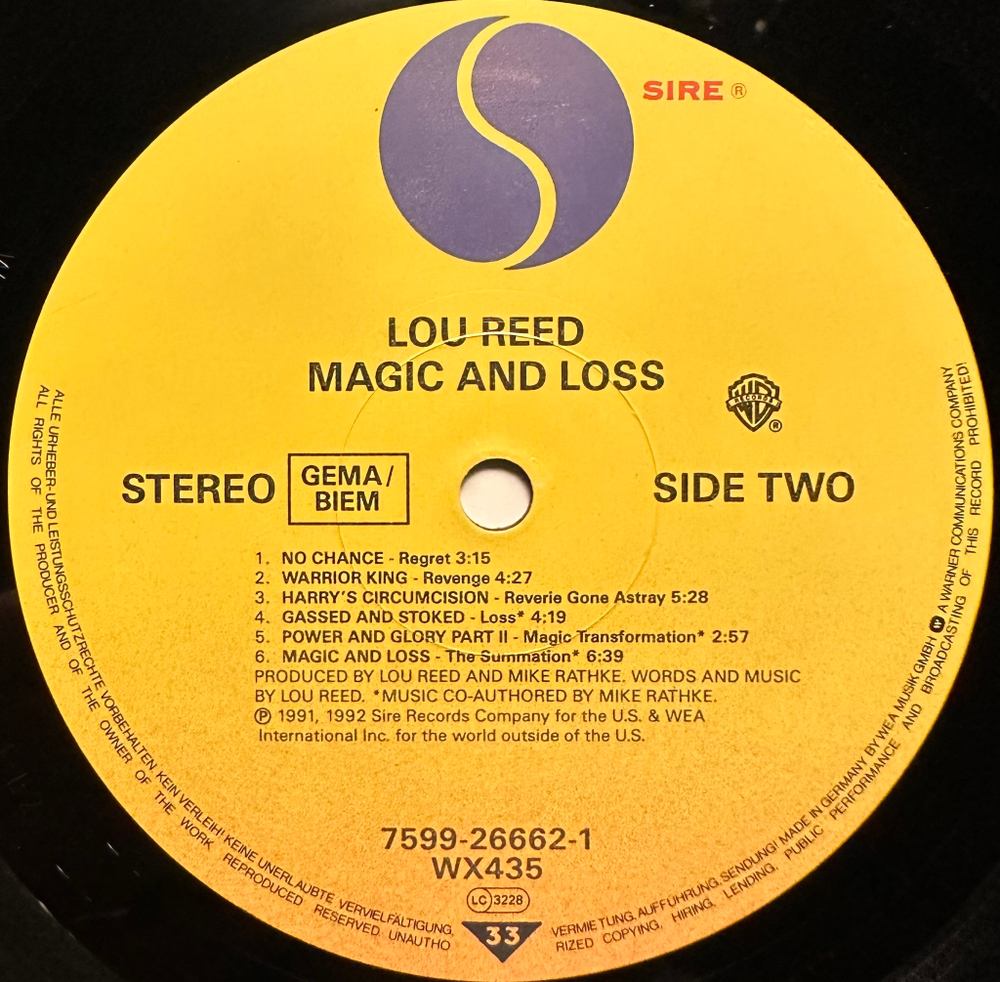 Lou Reed- Magic And Loss (Германия 1982г.)