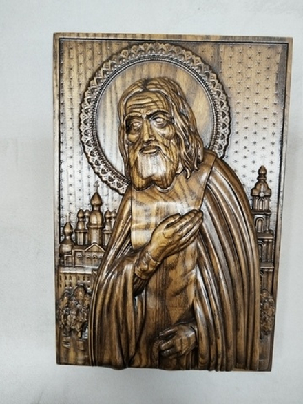 Преподобный Серафим Саровский. Икона деревянная.