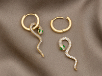 Cерьги-кольца с подвесом "Змейки" (цвет светлое золото)