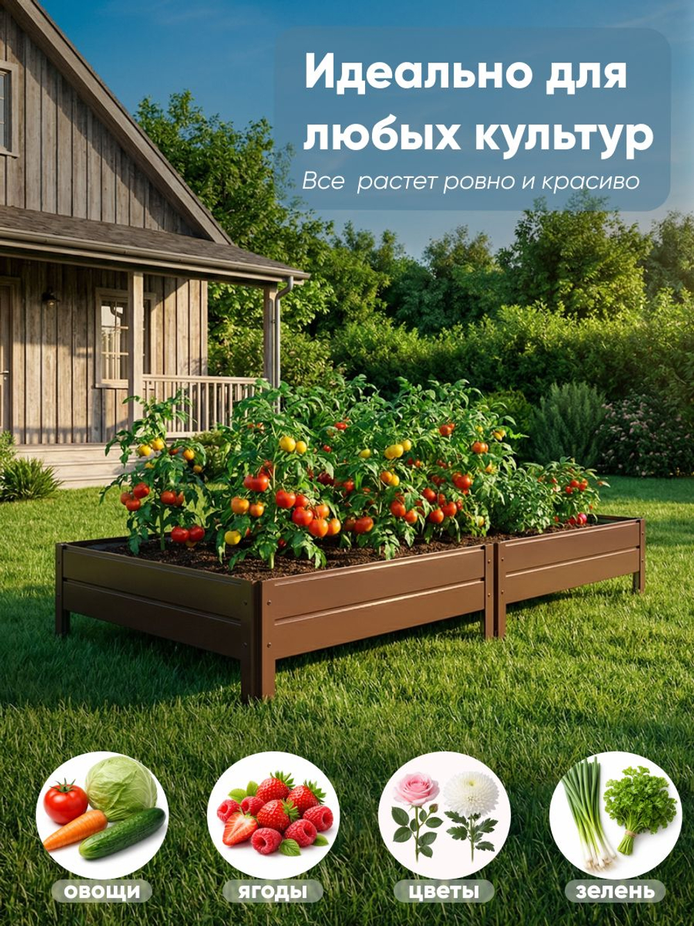 Грядка Ивановская 1х3 метра, борт 20см Коричневый (RAL 8017), (сборка: саморезы)