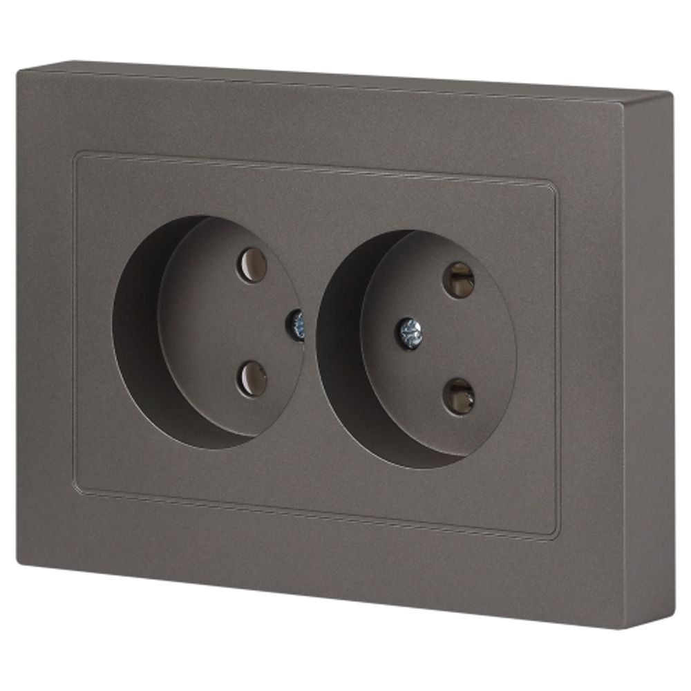 Розетка Intro Accent 6-204-09 двойная 2х2P 16А-250В IP20 СУ AL/CU титан