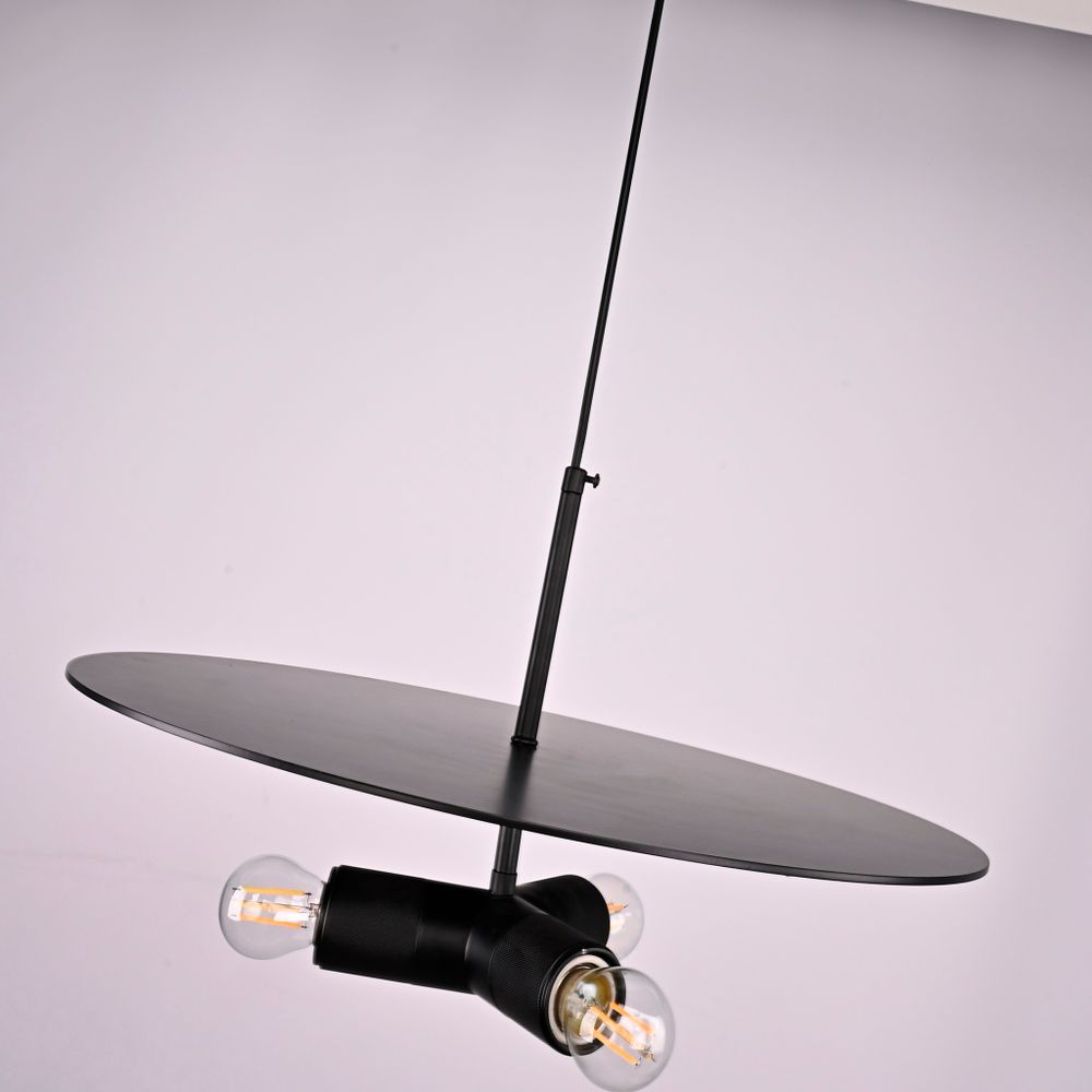 Люстра Rh Utilitaire Disk Triple Pendant Black By Imperiumloft