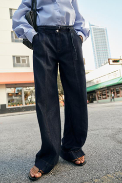 ZARA ДЖИНСЫ BOOTCUT Z1975 С ВЫСОКОЙ ПОСАДКОЙ И ПОЯСОМ, СИНИЙ