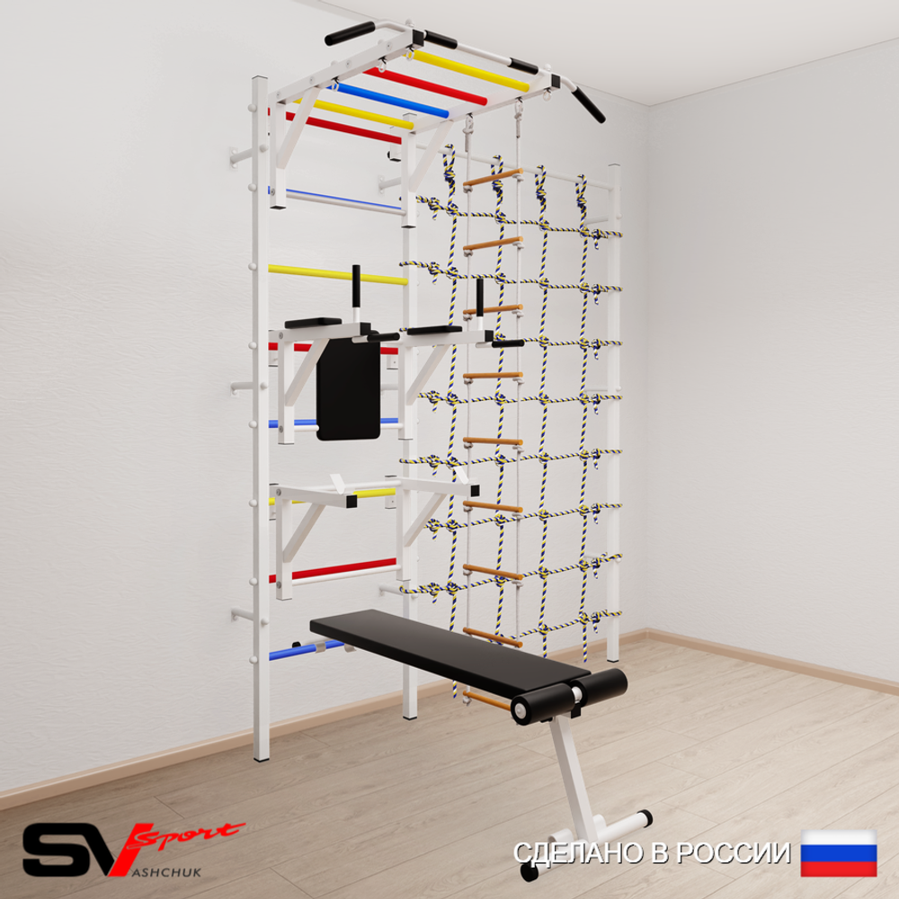 Шведская стенка Sv Sport 5620 (Турник рукоход/Брусья/Стойка/Скамья/Лестница/Канатный лаз)