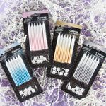 Свечи Сверкающие искры, Белый/Золото, Градиент, с блестками, 0,77*8 см, 6 шт. с держат.