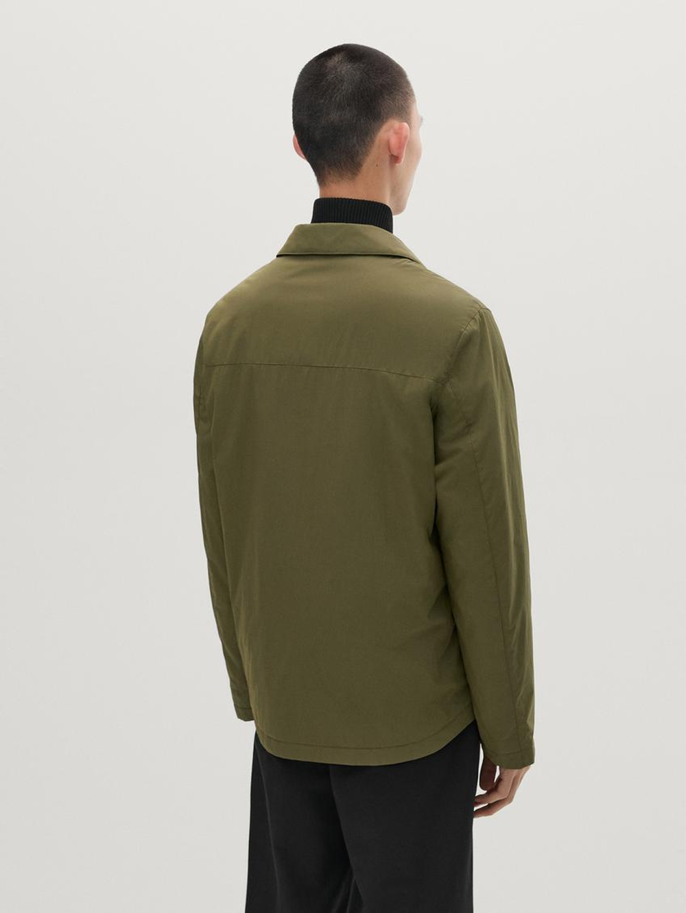 Massimo Dutti Куртка-рубашка с нагрудным карманом, хаки