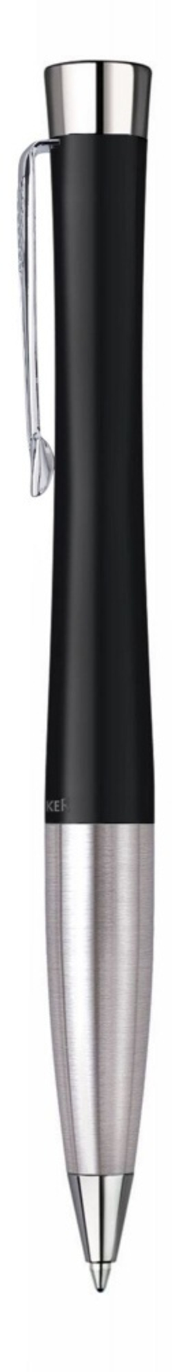 Шариковая ручка Parker Urban (матовый черный лак) Muted Black Chrome Trim, стержень: M, цвет чернил: blue/black, в подарочной упаковке.