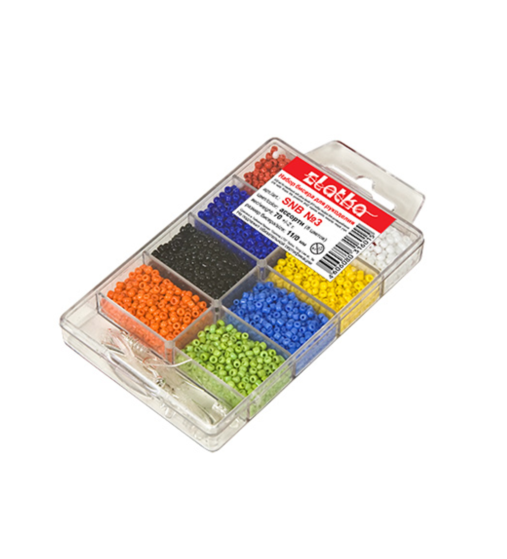 "Zlatka" набор бисера для рукоделия SNB №2 ассорти прозр. с сереб.отверстием