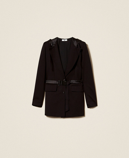 TWINSET Блейзер удлиненный с атласными деталями