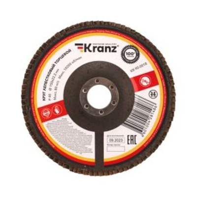Круг лепестковый торцевой, P40, 150х22,2мм KRANZ