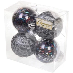 Новогодние шары 6 см (набор 4 шт) «Яркая метель», графит/серебро
