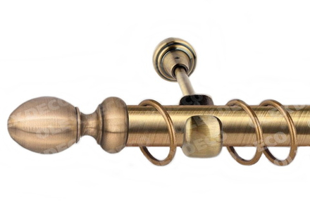 Карниз кованый для штор Адель d25 однорядный, цвет антик