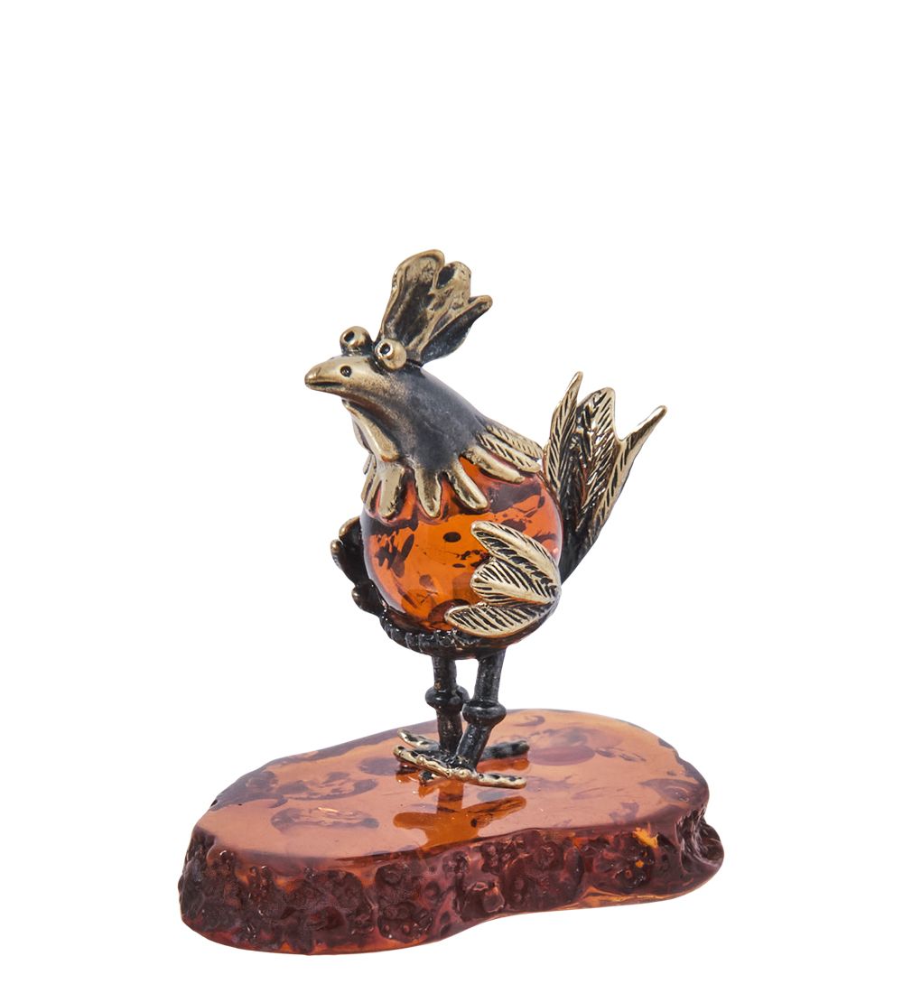 Народные промыслы AM- 403 Фигурка «Курица» (латунь, янтарь)