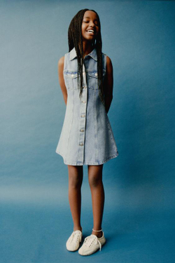 ZARA ДЖИНСОВОЕ ПЛАТЬЕ, СИНИЙ