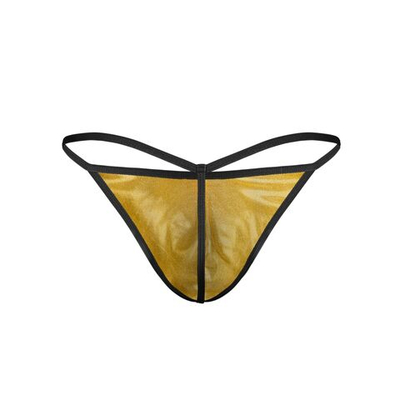 Золотистые сексуальные мужские трусы-стринги (Размер: S) (Цвет: золотистый)