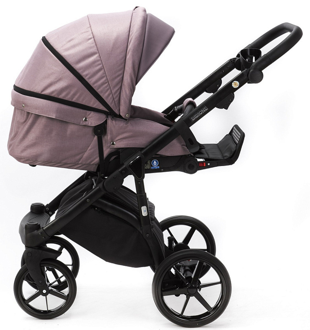 Детская коляска Adamex Bibione 2 в 1 BI-PS21/A (СЕРО-РОЗОВ+СИРЕНЬ ПЕРФ.КОЖА)