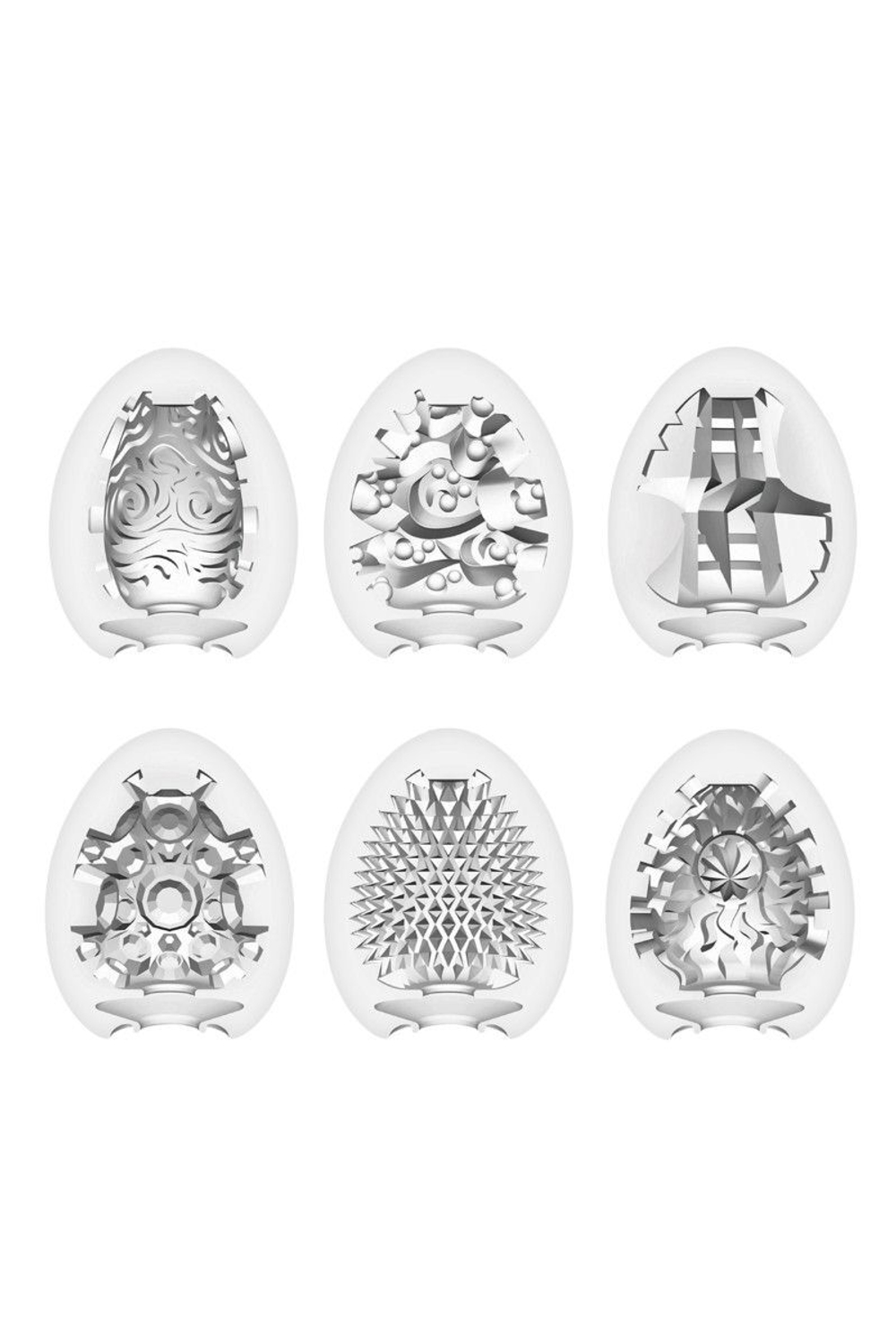 Набор из 6 мастурбаторов Tenga EGG II Hard Boiled с различным рельефом (Цвет: молочный)