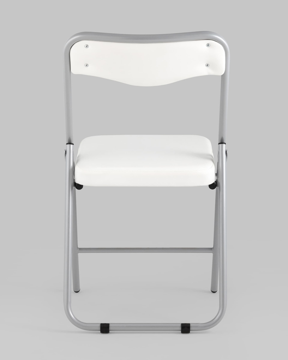 Складной стул Джонни экокожа белый каркас металлик