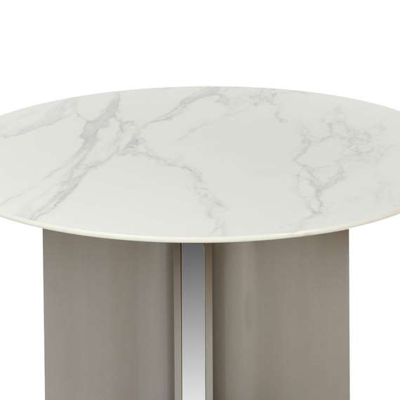 Обеденный стол Helixia Ø120 см, белая керамика